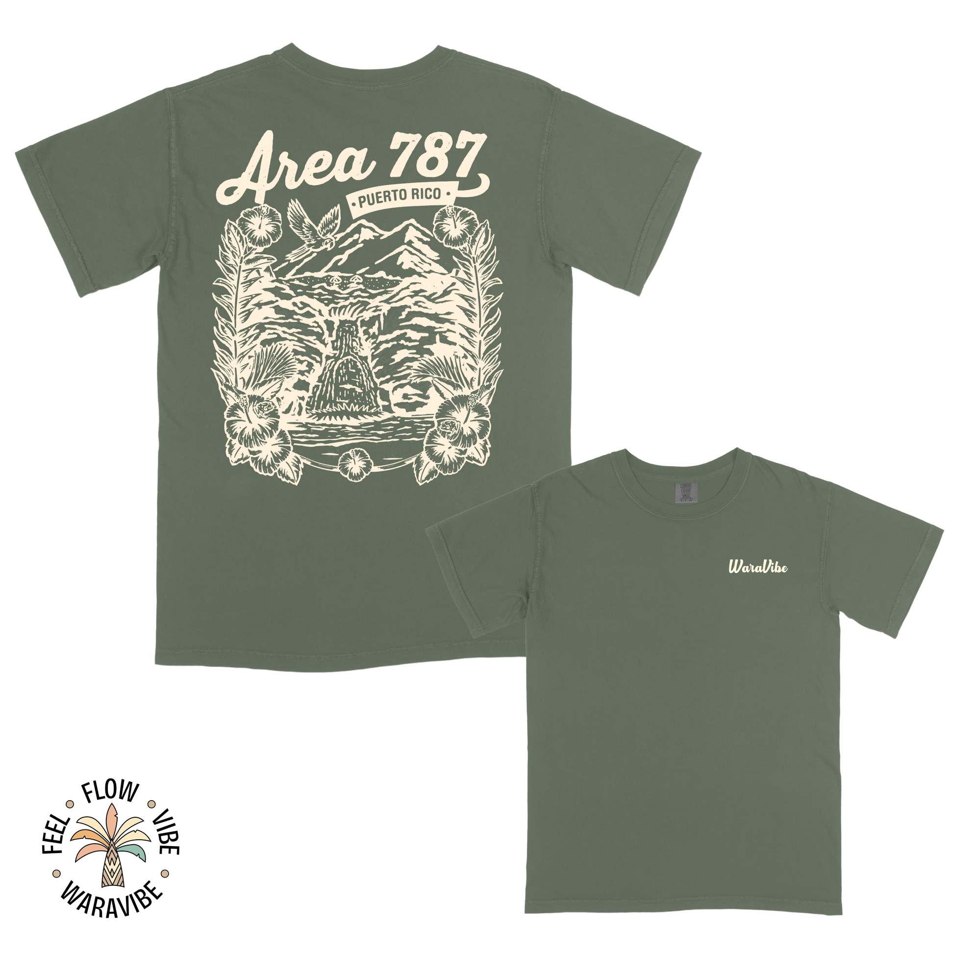 Area 787: Puerto Rico - Vintage Monochromatic Graphic T-Shirt