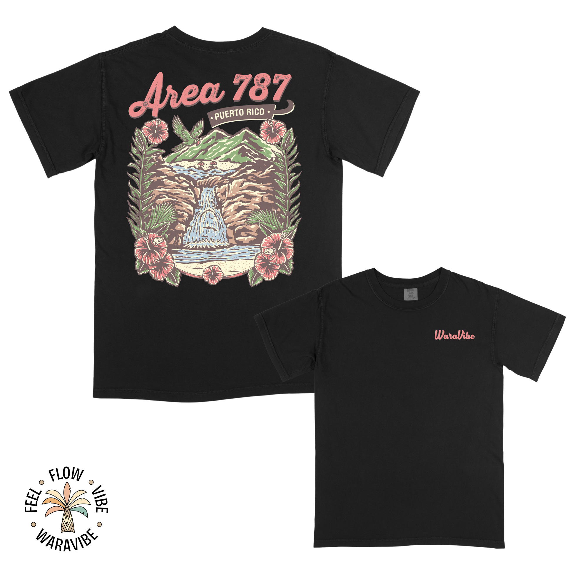 Area 787: Puerto Rico - Vintage Colorful Graphic T-Shirt