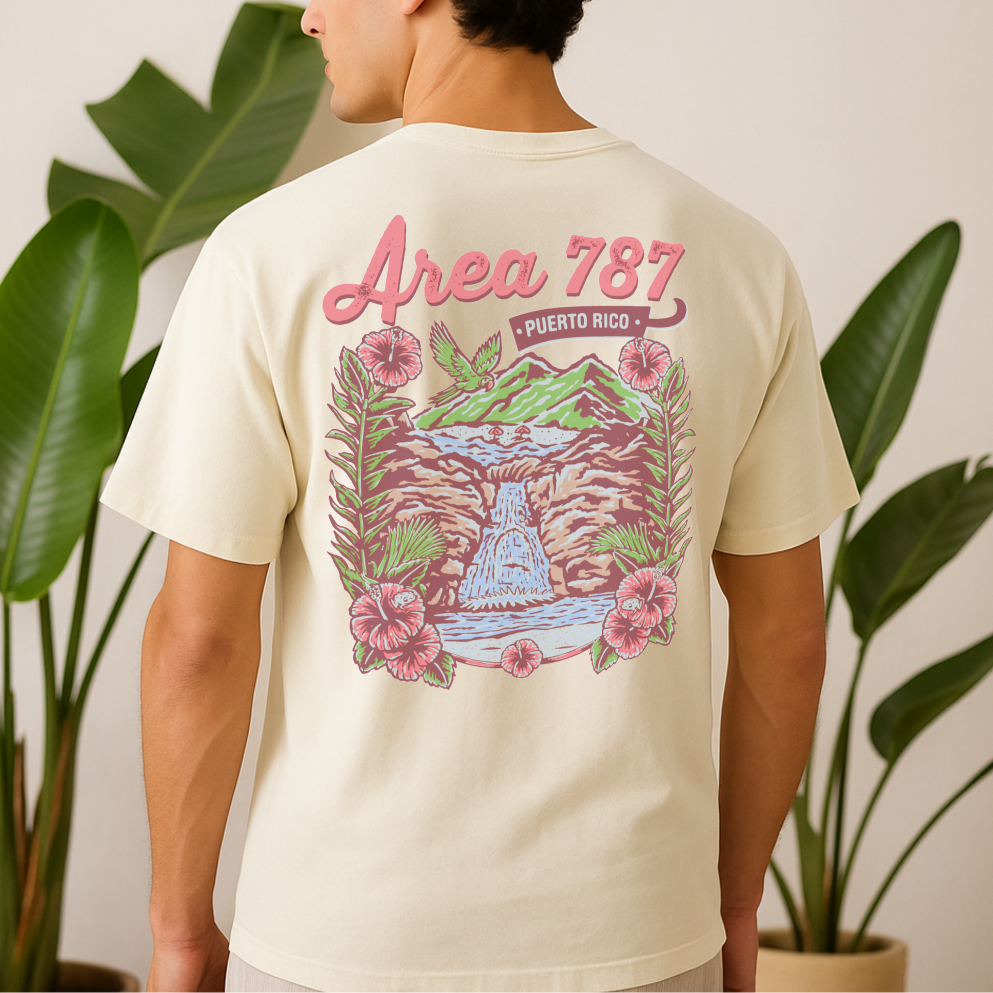 Area 787: Puerto Rico - Vintage Colorful Graphic T-Shirt