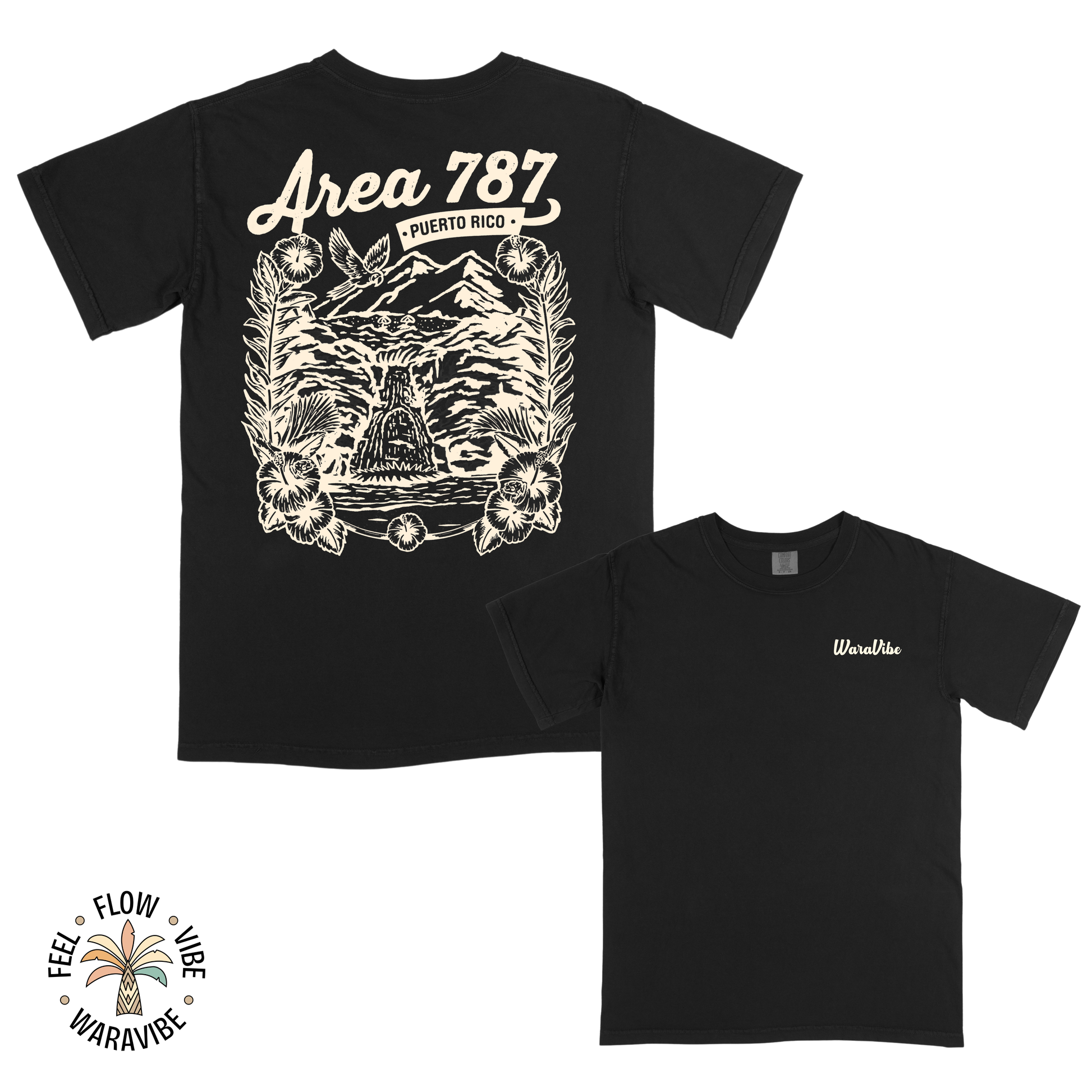 Area 787: Puerto Rico - Vintage Monochromatic Graphic T-Shirt
