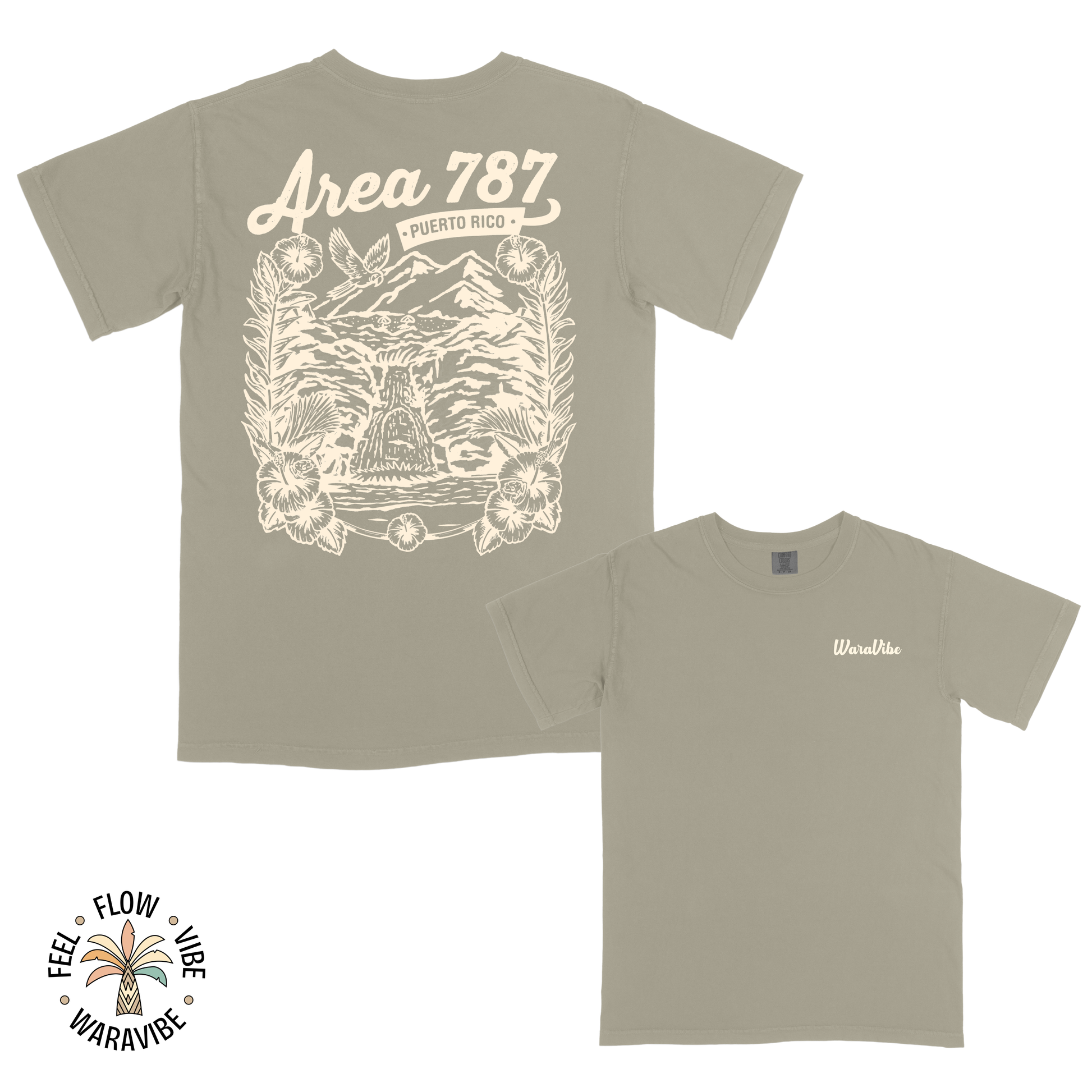 Area 787: Puerto Rico - Vintage Monochromatic Graphic T-Shirt