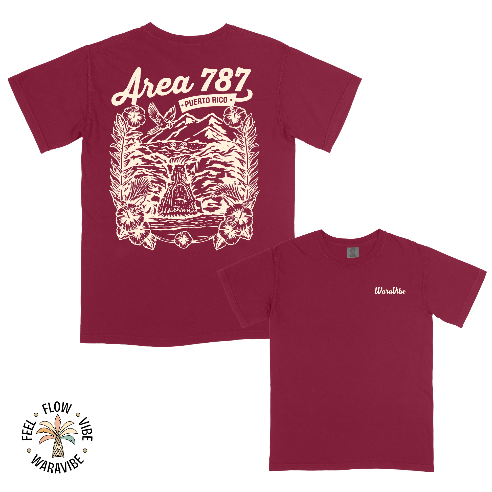 Area 787: Puerto Rico - Vintage Monochromatic Graphic T-Shirt